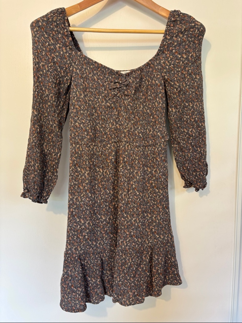 Y2K Ditsy Floral Dress Smocked Milkmaid Mini Size Medium Babydoll Retro